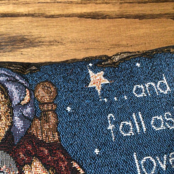 Boyds Bears Tapestry Pillow “And So… Fall Asleep Love” Cottage Decor - Picture 3 of 3